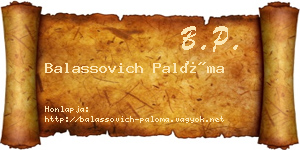 Balassovich Palóma névjegykártya